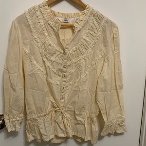 Ishyu Lace and Cotton Button Down Shirt Size XL